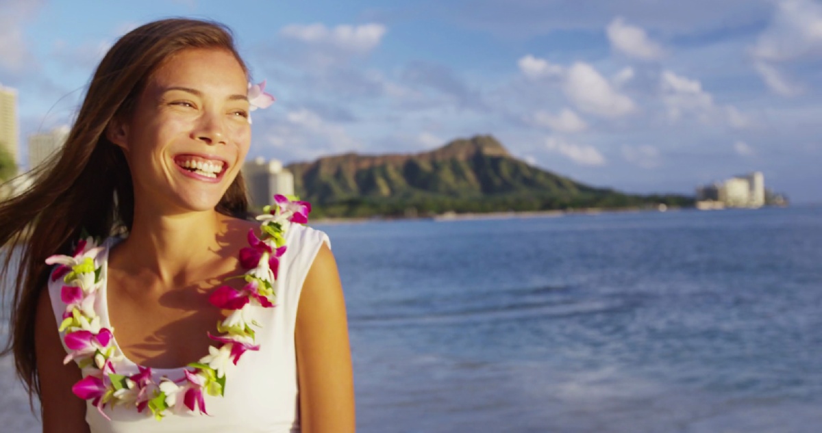 Background image of a women at Hawaii beach